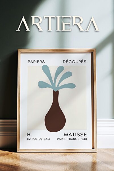 HİGUERA Σειρά Matisse Paper Cuttings Καφέ Τυρκουάζ Αφηρημένο Βάζο Ζωγραφική τ...