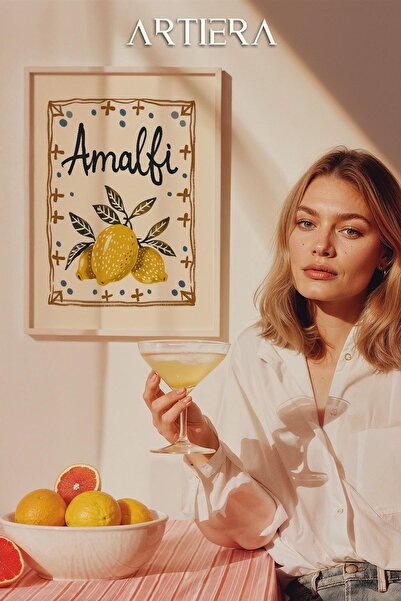 HİGUERA Lemons Μοντέρνο Μεσογειακό Ιταλικό Στιλ Τραπέζι Κουζίνας με Ξύλινο Πλ...