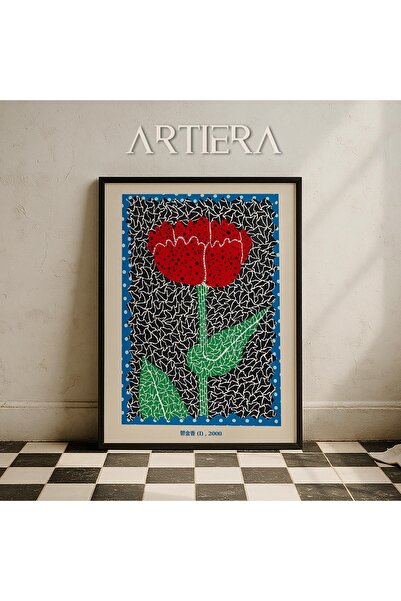 HİGUERA Yayoi Kusama Διάσημος Ζωγράφος Κόκκινο Λουλούδι Μοντέρνα Vintage Ζωγρ...