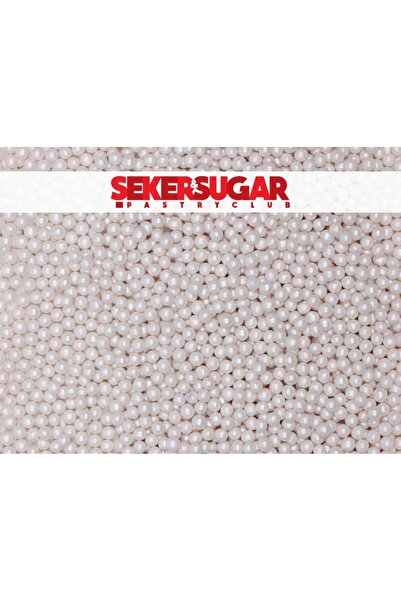 Genel Markalar Pasta Süsleme Şekeri Boncuk Şeker 4 mm Metalik İnci Beyazı 40 gr.