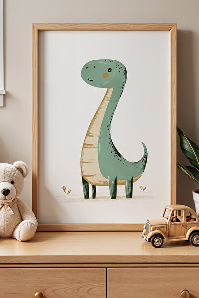 HİGUERA Παιδικό δωμάτιο Green Dinosaur Cub Πίνακας τοίχου με φυσικό ξύλινο πλ...
