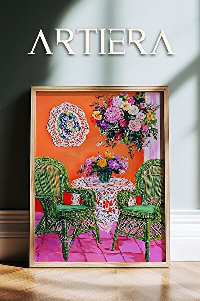 HİGUERA Henri Matisse Inspired Colorful Chat στη βεράντα του κήπου Ελαιογραφί...