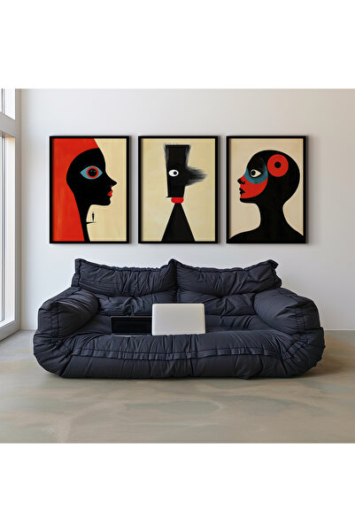 HİGUERA Τριπλή Ανθρώπινη Φιγούρα Κόκκινη Αφηρημένη Σειρά Ζωγραφική τοίχου με ...