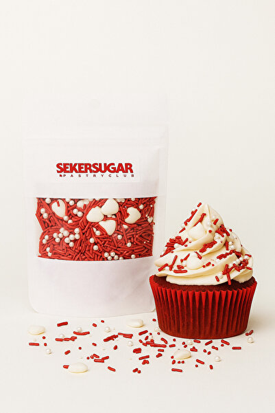 ŞEKER & SUGAR Pasta Süsleme Şekeri Kalpli Mixs Sprinkles 40 gr.