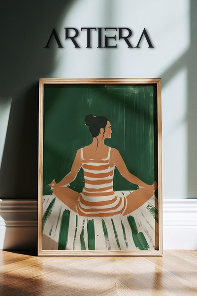 HİGUERA Γυναίκα που κάνει γιόγκα σε ματ γιόγκα Αφηρημένο γυναικείο πορτρέτο Ζ...