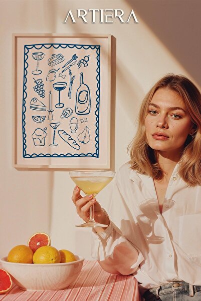 HİGUERA Τυπογραφία Μοντέρνα Μεσογειακή Ιταλική Ζωγραφική Κουζίνας με Ξύλινο Π...