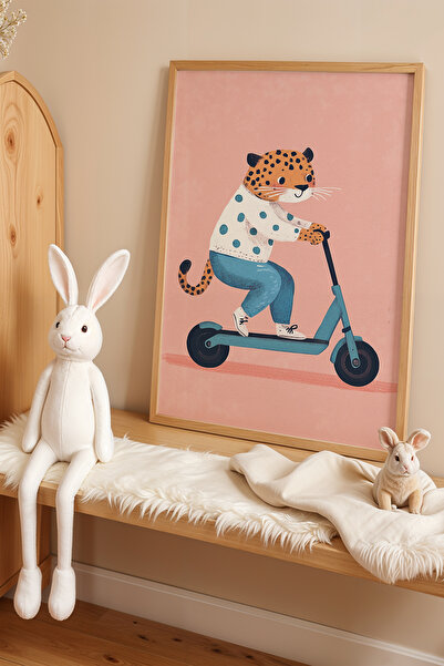 HİGUERA Scooter Riding Leopard Παιδικό Δωμάτιο και Βρεφικό Δωμάτιο Ζωγραφική ...