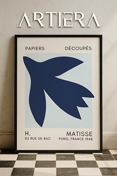 HİGUERA Σειρά Matisse Paper Cuttings Μπλε αφηρημένη ζωγραφική τοίχου με ξύλιν...