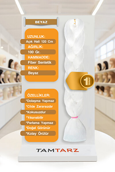 TAM TARZ Fiber Synthetic Hair for African Braid Rasta and Box Braid - White