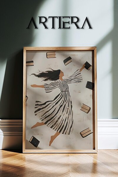 HİGUERA Βιβλίο Ανθρώπινο Τέρας Γυναικεία Φιγούρα Βιβλιοθήκη με Ιπτάμενα Βιβλί...