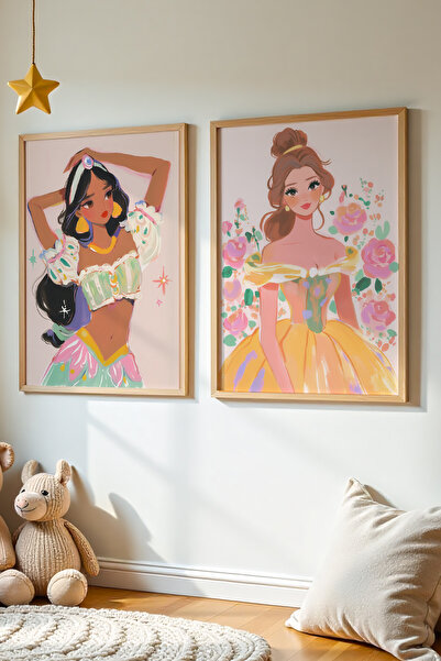 HİGUERA 2 τεμάχια Πριγκίπισσα με θέμα την ελαιογραφία Feel Girl Παιδικό δωμάτ...