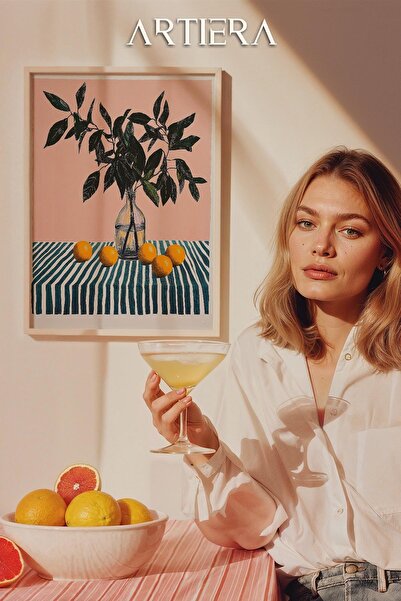 HİGUERA Λεμόνια - Μοντέρνο μεσογειακό ιταλικό στυλ Ξύλινο τραπέζι κουζίνας, Δ...