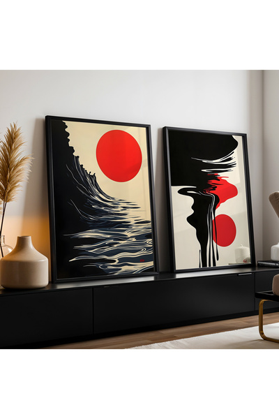 HİGUERA Ασπρόμαυρο Σετ ζωγραφικής τοίχου με διπλό φυσικό ξύλινο πλαίσιο