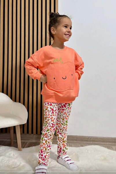 Kidmark Çocuk Modası طقم ملابس للفتيات مكون من سروال ضيق بتفاصيل اليقطين
