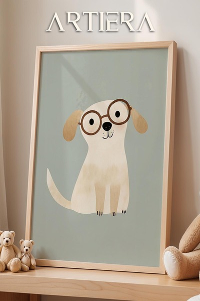 HİGUERA Cute Dog Friend Water Green Background Διακόσμηση αγοριού δωματίου Ζω...