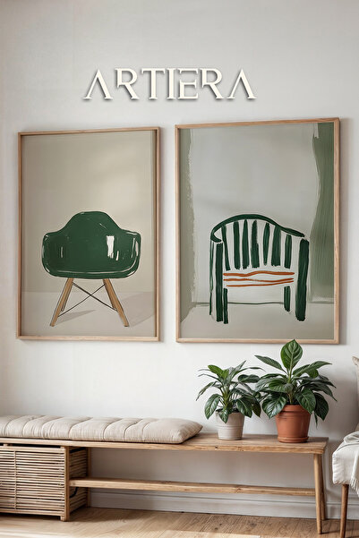 HİGUERA Ελιά Πράσινη Μοντέρνα Καρέκλα Ελαιογραφία Αίσθηση Διπλό Ξύλινο Πλαίσι...