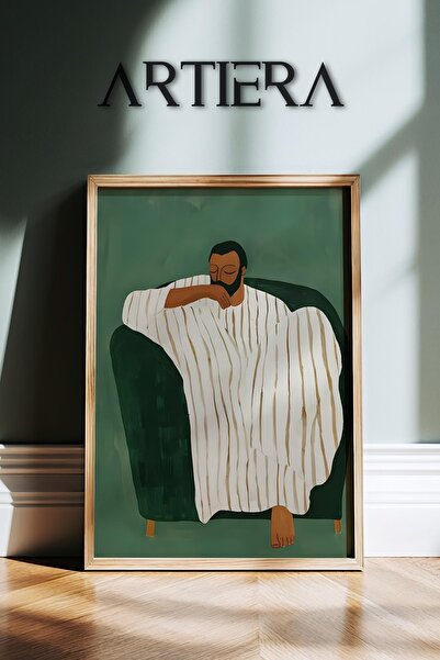 HİGUERA Bărbat brun cu barbă modernă Portret masculin abstract Pictură murală...