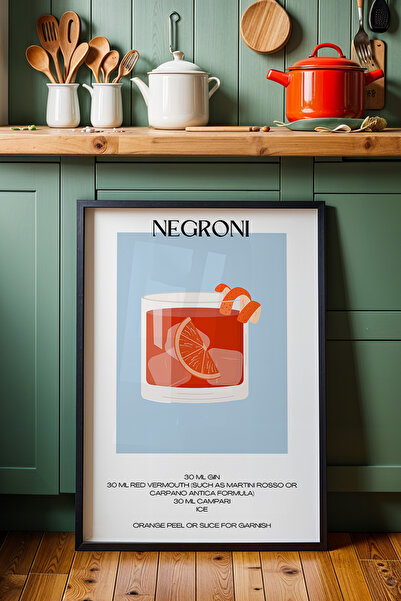 HİGUERA Negroni Blue Background Cocktail BAR Ζωγραφική τοίχου κουζίνας με φυσ...