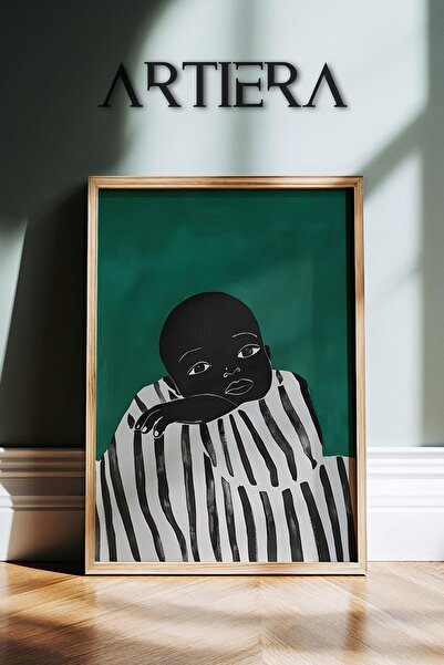 HİGUERA Μινιμαλιστικό πορτρέτο αγοριού με ξύλινο πλαίσιο τοίχου