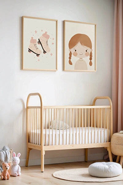 HİGUERA Πίνακας παιδικού δωματίου και βρεφικού δωματίου με 2 χαριτωμένα κορίτ...