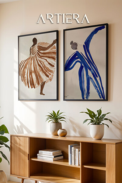 HİGUERA Αφηρημένη ζωγραφική χορού με λάδι με μπλε κοβαλτίου και χρώμα γήινης ...