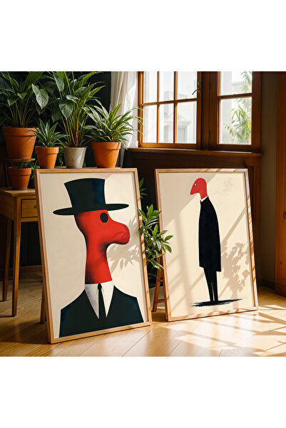 HİGUERA Σετ ζωγραφικής τοίχου με αφηρημένη ανθρώπινη φιγούρα διπλό κόκκινο αφ...