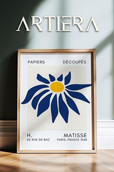 HİGUERA Σειρά Matisse Paper Cuttings Σκούρο Μπλε Αφηρημένο Λουλούδι Ζωγραφική...