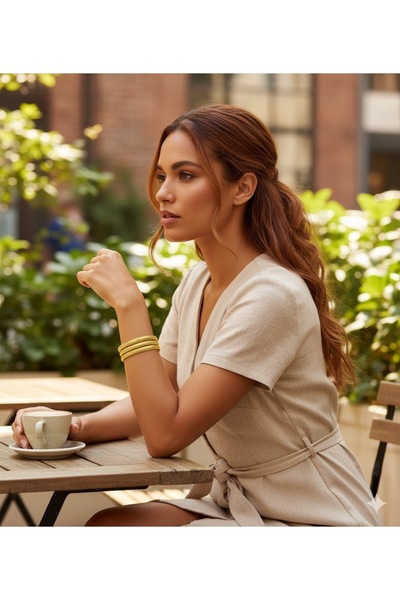 MODA 3'lü Gold Çelik Ajda Bilezik