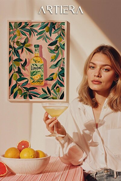 HİGUERA Lemons Μοντέρνο Μεσογειακό Ιταλικό Στιλ Τραπέζι Κουζίνας με Ξύλινο Πλ...