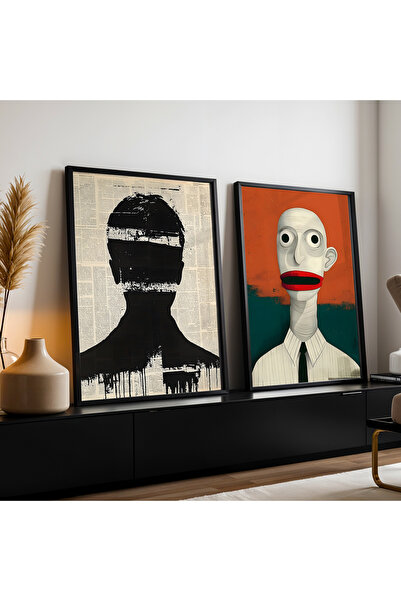 HİGUERA Ανθρώπινες Φιγούρες Κόκκινο Αφηρημένο Διπλό Σετ Ζωγραφικής Τοίχου με ...