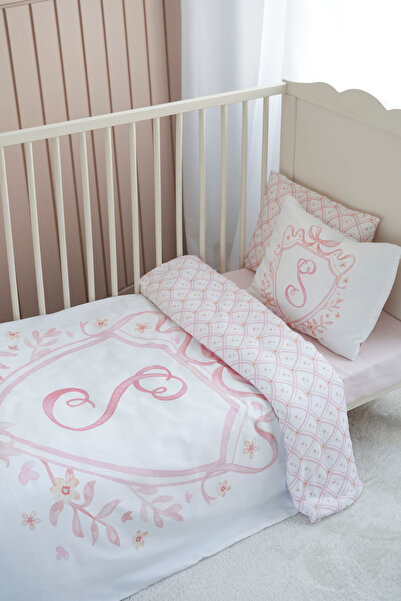 NOU طقم غطاء لحاف سرير من سلسلة Harf Letter S (80 × 120) - سلسلة نوبل - وردي