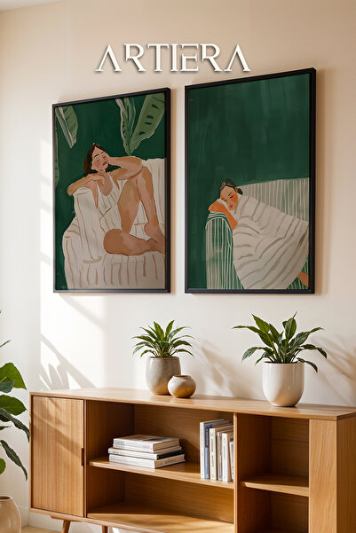 HİGUERA Tropical Relax Moment Oil Painting Feel Διπλό Ξύλινο Πλαίσιο Ζωγραφικ...