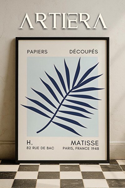 HİGUERA Σειρά Matisse Paper Cuttings Πίνακας τοίχου με ξύλινο πλαίσιο μπλε φύ...