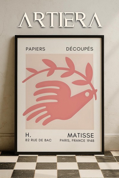 HİGUERA Σειρά Matisse Paper Cuttings Dusty Pink Abstract Pigeon Ζωγραφική τοί...
