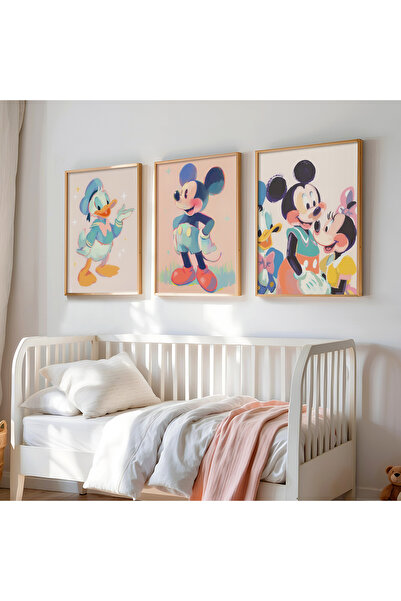 HİGUERA Set de 3 picturi în ulei Donald Duck - Mickie Mouse Feel pentru camer...