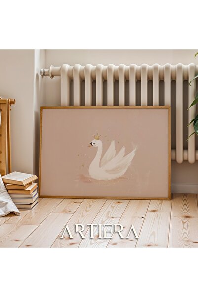 HİGUERA Κομψός Κύκνος με Κορώνα Διακόσμηση Κοριτσίστικου Δωματίου Οριζόντια ζ...