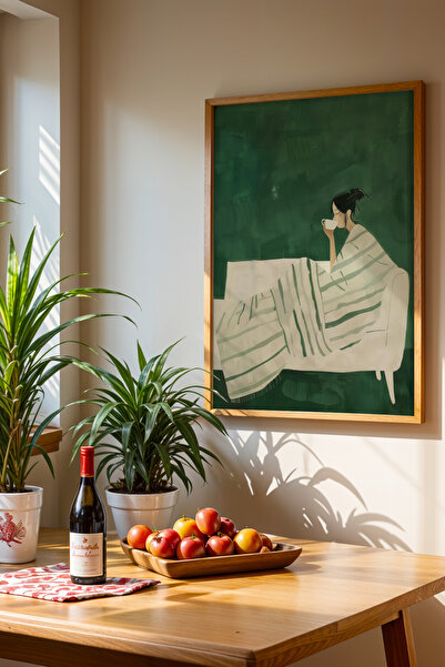 HİGUERA Καφέ Απόλαυση σε απλούς πράσινους τόνους Γυναικείο σχήμα KTB Πίνακας ...