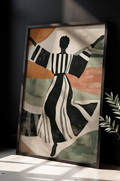 HİGUERA Ζωγραφική τοίχου σε σκελετό από φυσικό ξύλο με ασπρόμαυρη φιγούρα σε ...