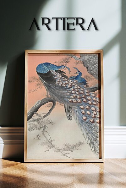 HİGUERA Βοτανική Vintage Japandi Art Πίνακας τοίχου με φυσικό ξύλινο πλαίσιο