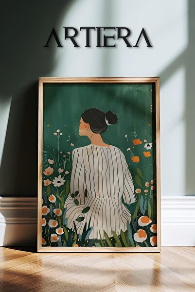 HİGUERA Αφηρημένο γυναικείο πορτρέτο Σύγχρονη ζωγραφική τοίχου με ξύλινο πλαίσιο