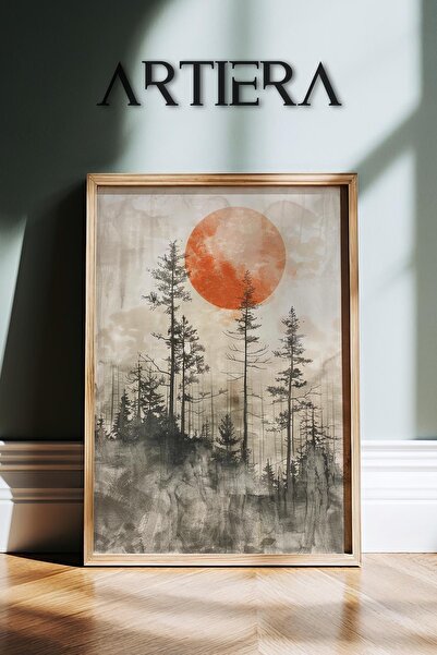 HİGUERA Vintage Landscape Nature Japandi Art Ζωγραφική τοίχου με φυσικό ξύλιν...