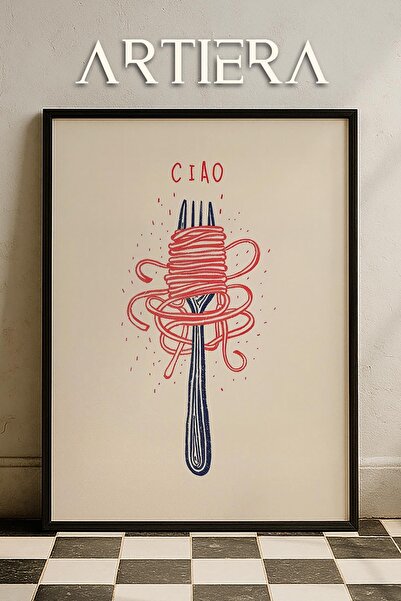 HİGUERA Τυπογραφία Μοντέρνα Μεσογειακή Ιταλική Ζωγραφική Κουζίνας με Ξύλινο Π...