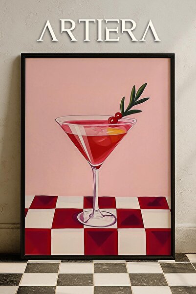 HİGUERA Kokteyller - Akdeniz İtalyan Tarzı Ahşap Çerçeveli Mutfak Tablosu, Mutfak Kafe Bar Dekorasyonu