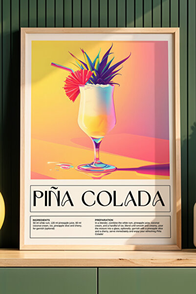 HİGUERA Pina Colada Πολύχρωμη Εικονογράφηση ΜΠΑΡ Ζωγραφική τοίχου κουζίνας με...