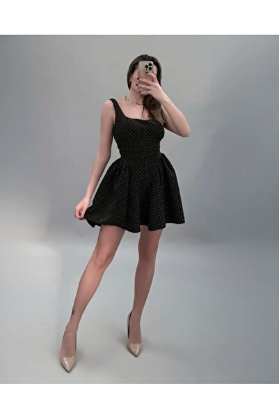SLA Rochie Doll neagra cu detalii din strasuri