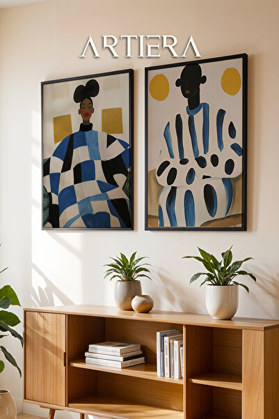 HİGUERA Μπλε γεωμετρικές ισορροπίες Ελαιογραφία Αίσθηση Διπλό Ξύλινο Πλαίσιο ...