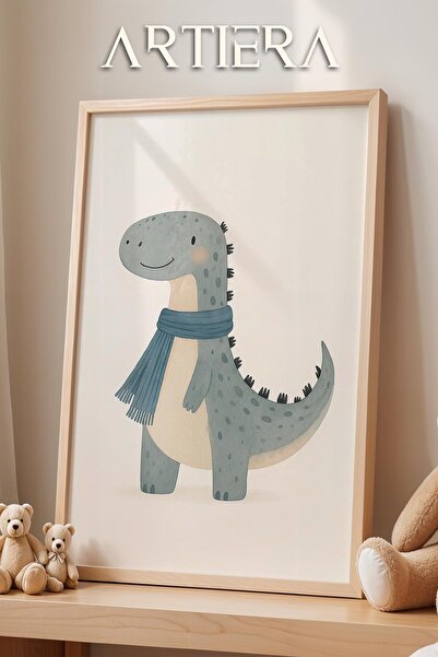 HİGUERA Διακόσμηση αγοριού με μαντήλι Dinosaur Blue Minimalist Πίνακας τοίχου...