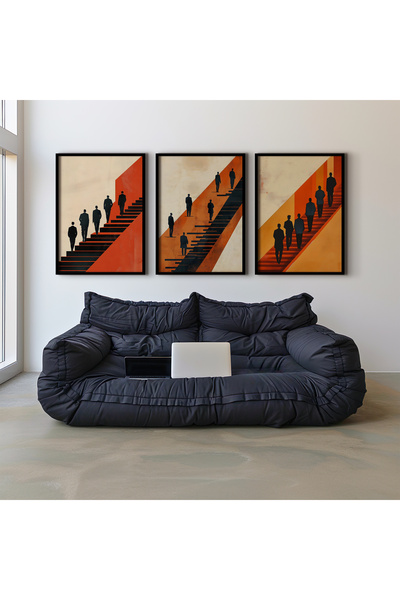 HİGUERA Σετ τριπλής αφηρημένης ανθρώπινης φιγούρας Reds Abstract Natural Wood...