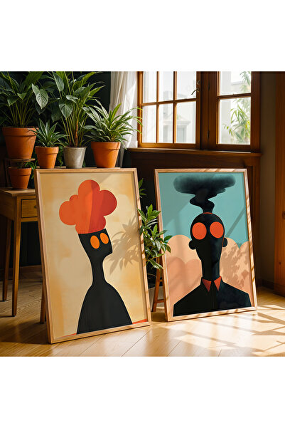 HİGUERA Διπλή Ανθρώπινη Φιγούρα Κόκκινη Αφηρημένη Σειρά Ζωγραφική τοίχου με φ...