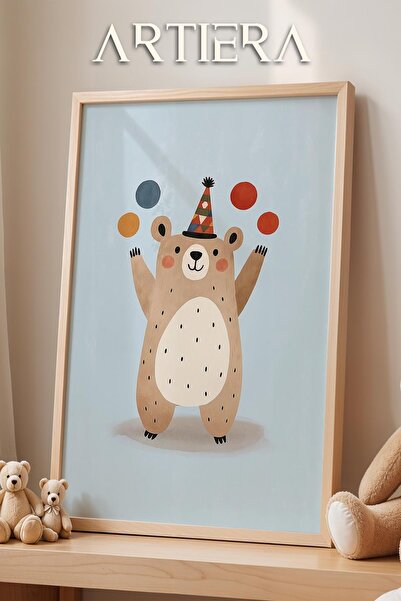 HİGUERA Χαριτωμένο μπαλάκι τζόνγκλερ με μπλε φόντο Διακόσμηση παιδικού δωματί...